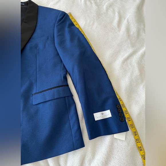 Ryan Seacrest Slim-Fit Stretch Cobalt Blue Tuxedo Set Size 44S, Pants 36Wx30L - Picture 7 of 16